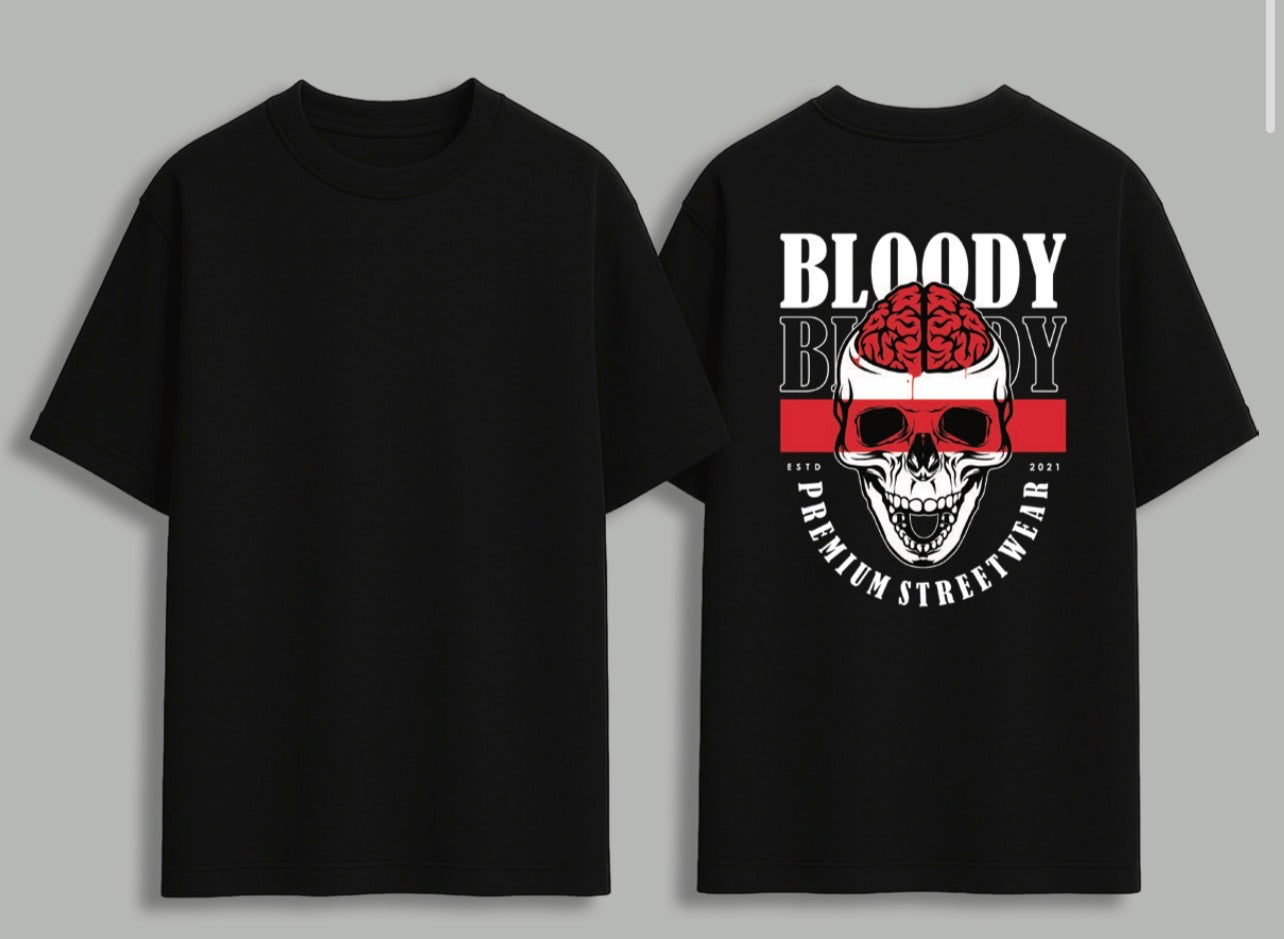 Bloody Brain Skull Graphic Tee